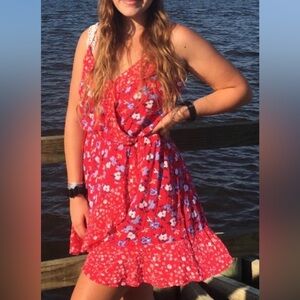 Express Red Floral Sundress